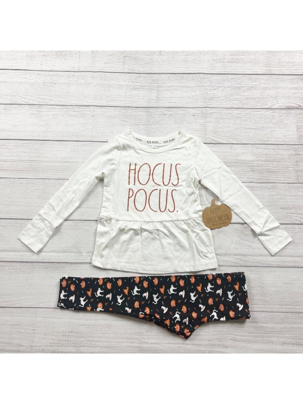 Rae Dunn Girls "Hocus Pocus" Halloween Outfit Ghost Pumpkin Leggings NWT 4